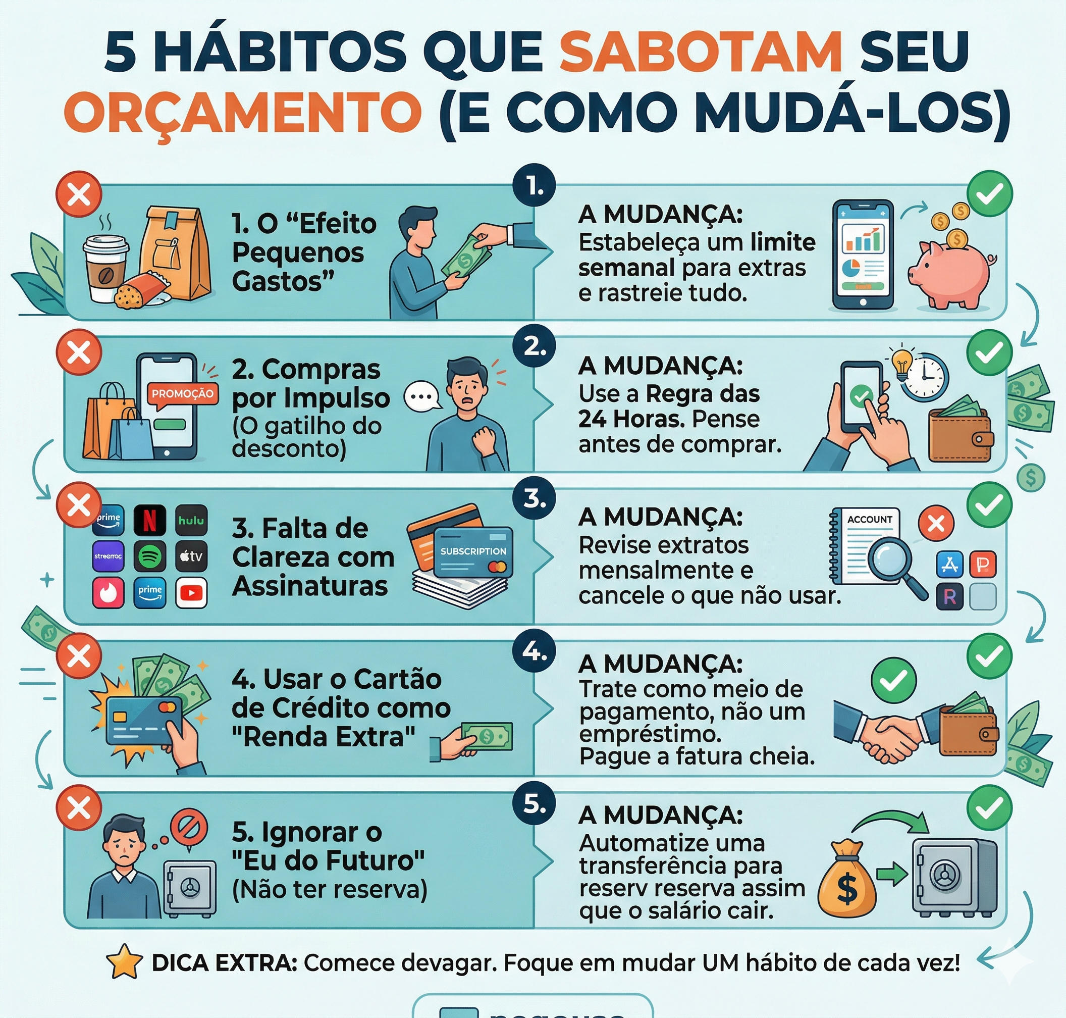5 hábitos que sabotam seu orçamento (e como mudá-los)