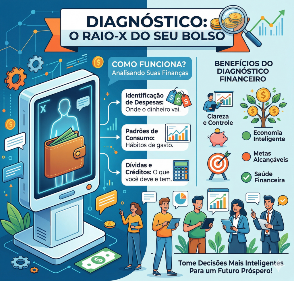 Esquema sobre diagnóstico para entender situação financeira